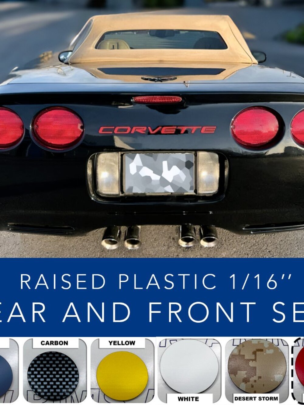 RED 1/16 RAISED LETTERS FOR C5 CORVETTE 97-2004 FRONT + REAR US MADE